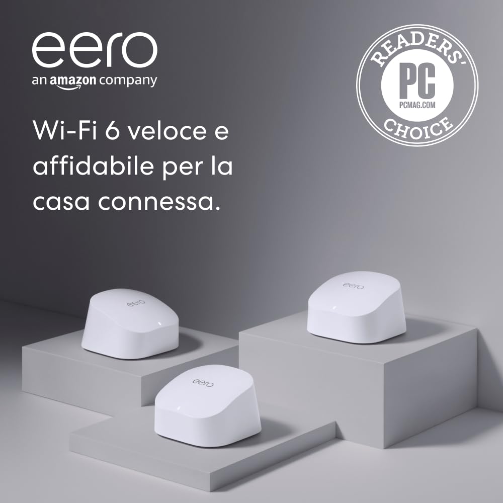 Router wi-fi mesh Amazon eero 6 | Ethernet 500 Gbps | Fino a 420 m² | in offerta a 169,99€ (-35%) — offerta al miglior prezzo